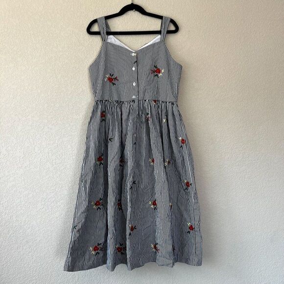 Pastourelle by Pippa and Julie Embroidered Flower Stripe Dress Size 12 - Picture 4 of 6
